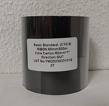 Термотрансферная лента 60MM*300M, BLACK, RESIN, OUT, 1"