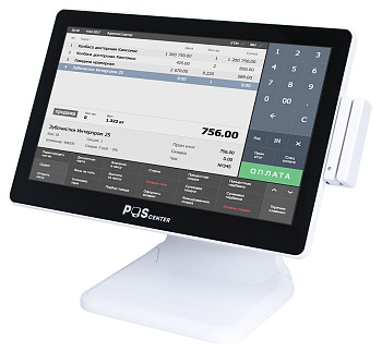 Сенсорный POS-моноблок POSCenter Atlas (15.6",PCAP,AG-J4125,RAM 8Gb,SSD M2 128Gb,MSR) без ОС белый